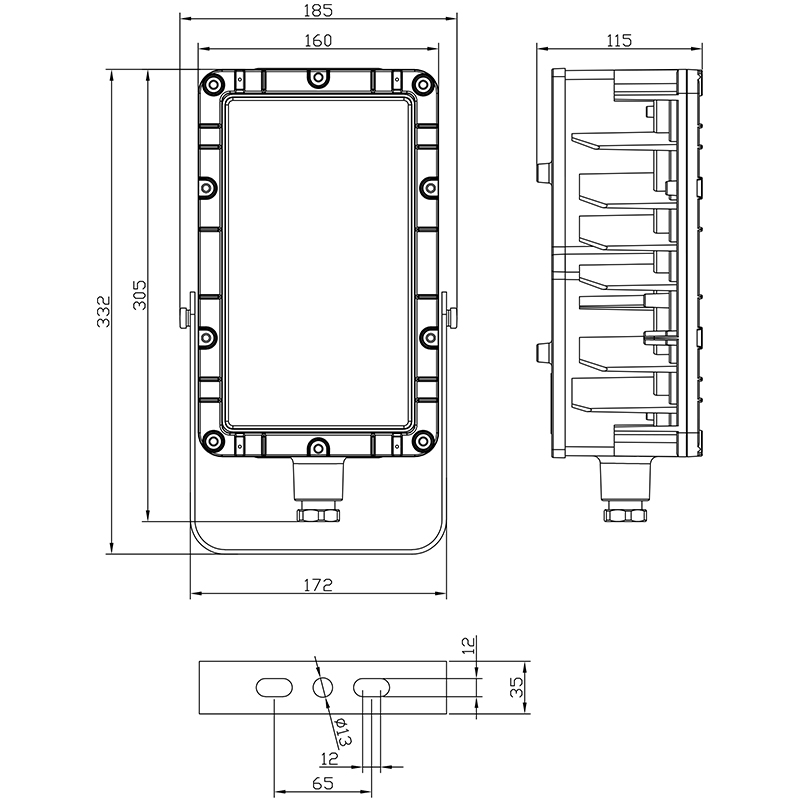 BFC8115-100W 尺寸图 BFC8115-100W 尺寸图